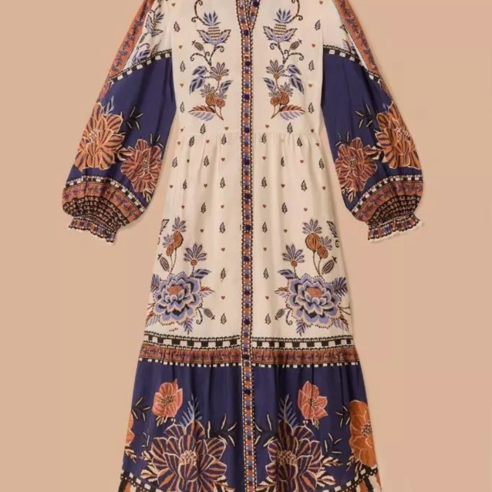 NWT Farm Rio Ainika Floral Embroidered Midi Dress medium - Picture 5 of 11